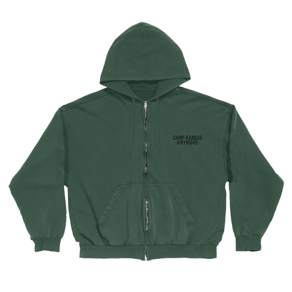 camp kansas anymore zip up hoodie front